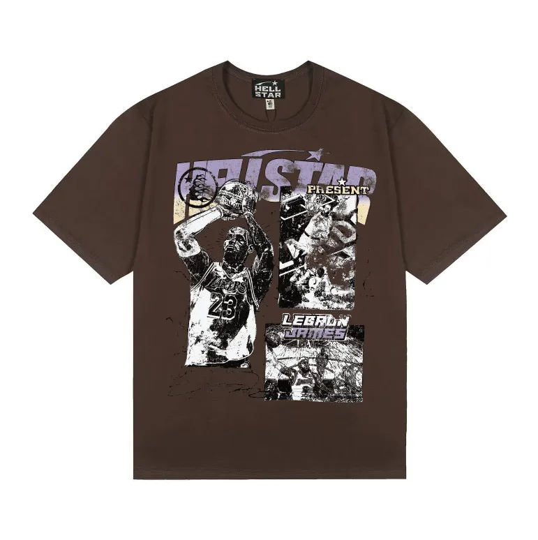 6754# P108 Hellstar American fashion high street pure cotton loose short-sleeved T-shirt Color: black, dark coffee, apricot Code number: S M L XL