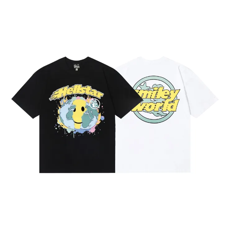 6738# P112 Hellstar American fashion high street pure cotton loose short-sleeved T-shirt Color: White Black Size: S M L XL