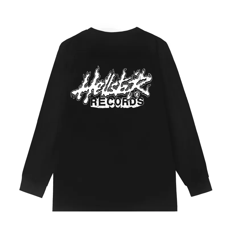 5521# P136 Hellstar Hellstar letter print lightning high street men and women hip-hop loose long-sleeved T-shirt Color: Black White Size: S M L XL