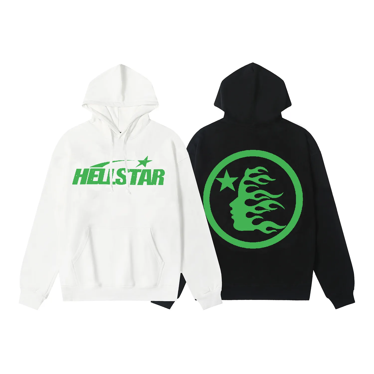 9913# P196 Ins American hip-hop trendy brand hellstar letter printed high street loose hooded pullover sweatshirt for men and women Color: Black White Size: S M L XL