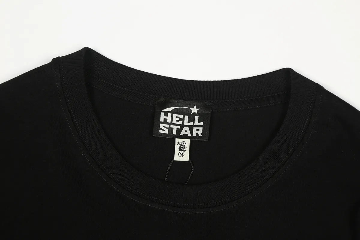 6689# P116 Hellstar American fashion high street pure cotton loose short-sleeved T-shirt Color: Black Size: S M L XL