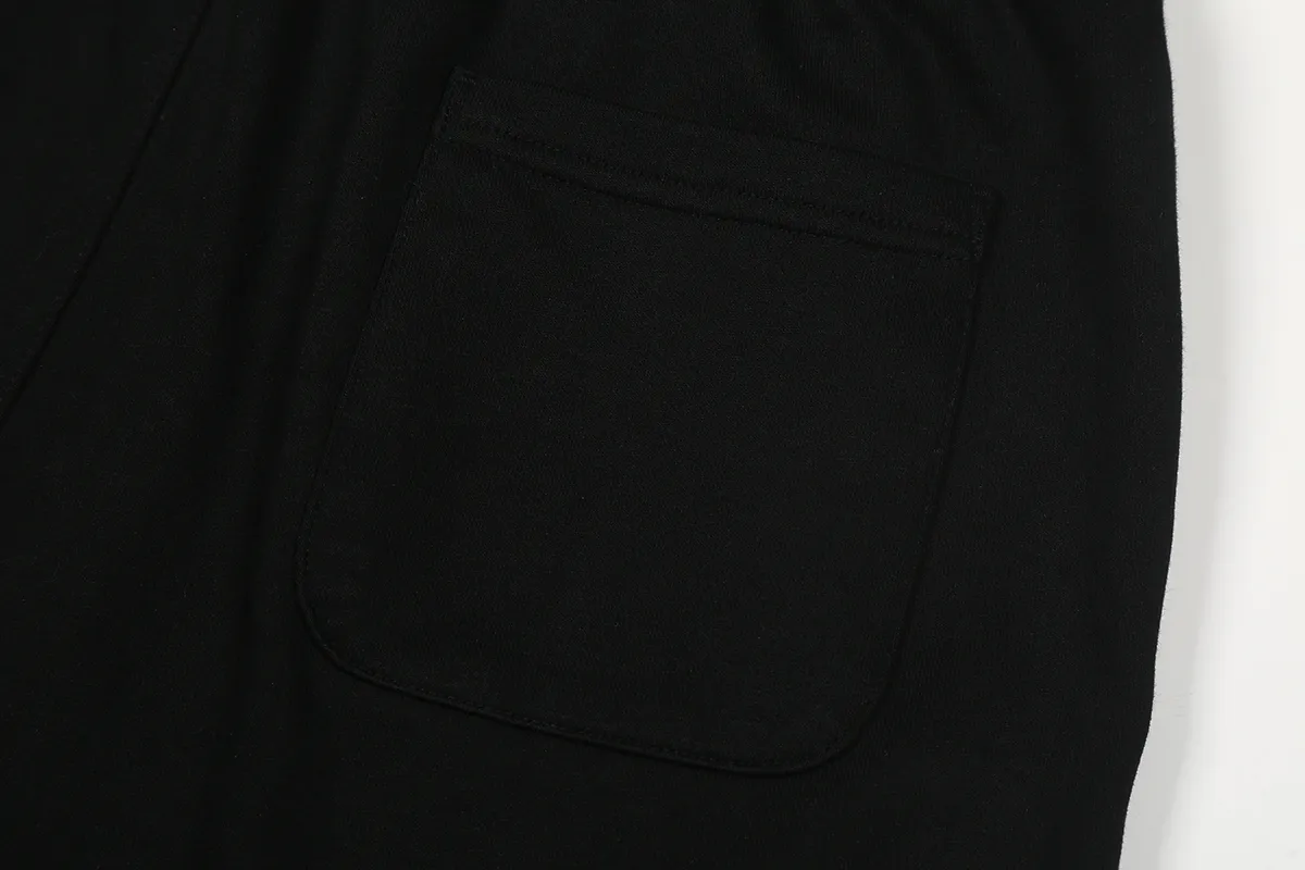 1114# P150 Hellstar pure cotton terry 350g printed casual shorts Color: Black Size: S M L XL