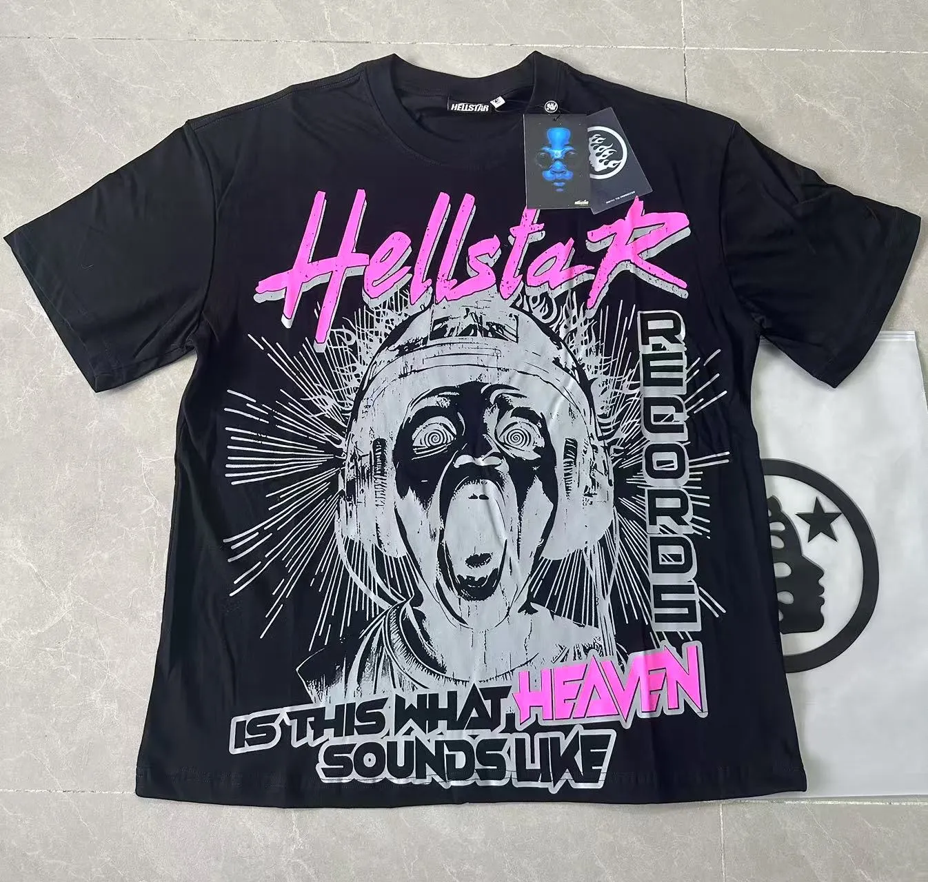 P108 Real-stock Hellstar Cross-border European and American style, street brand pure cotton T-shirt Fabric (fabric): 32 counts of 240g heavy combed double yarn pure cotton Size (size): S-M- L- X L Color (colour): Khaki/Black