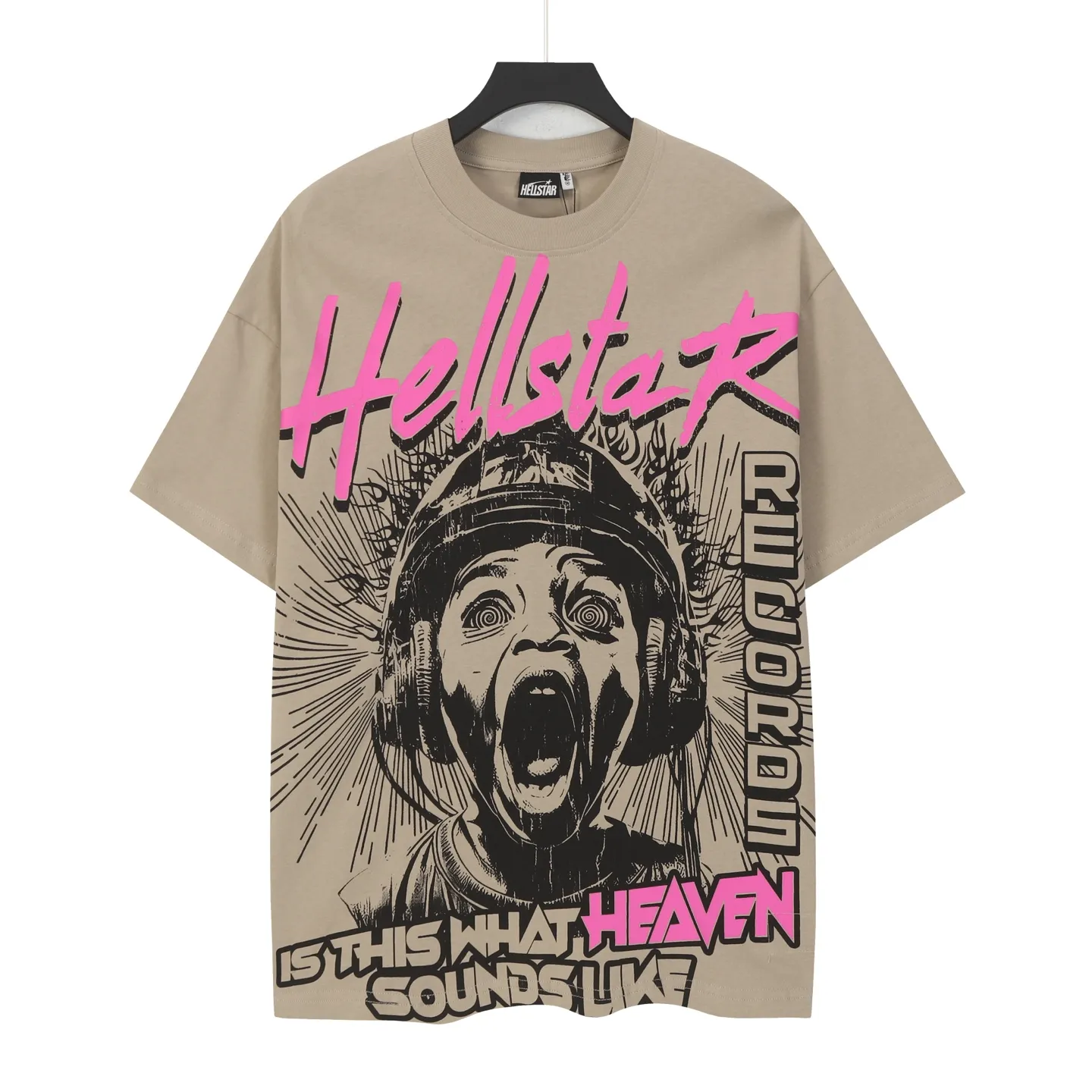 P108 Real-stock Hellstar Cross-border European and American style, street brand pure cotton T-shirt Fabric (fabric): 32 counts of 240g heavy combed double yarn pure cotton Size (size): S-M- L- X L Color (colour): Khaki/Black