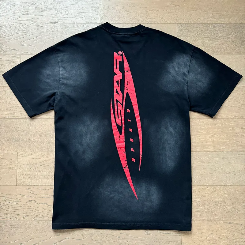 P126 6758#washed black Real shot Hellstar washed retro beauty trend printed short-sleeved T-shirt Fabric: 250g 32 count fine cotton double yarn pure cotton Color: washed black Size: S M L XL