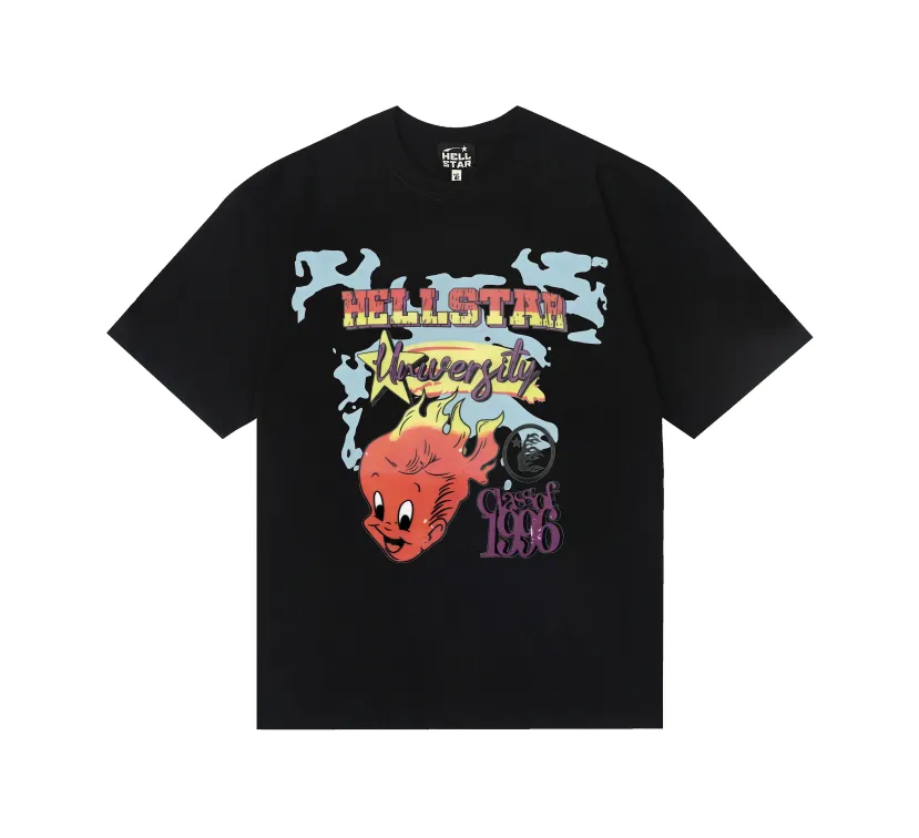 6819# P116 Hellstar American fashion high street pure cotton loose short-sleeved T-shirt Color: Black White Size: S M L XL