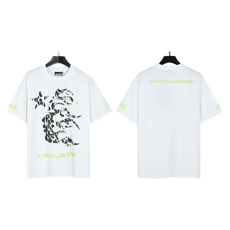 P108 Real-stock Hellstar Cross-border European and American style, street fashion brand pure cotton T-shirt Fabric (fabric): 32 pieces of 240g heavy combed double yarn pure cotton Size (size): S-M- L- X L Color (colour): white-red white-green 👉