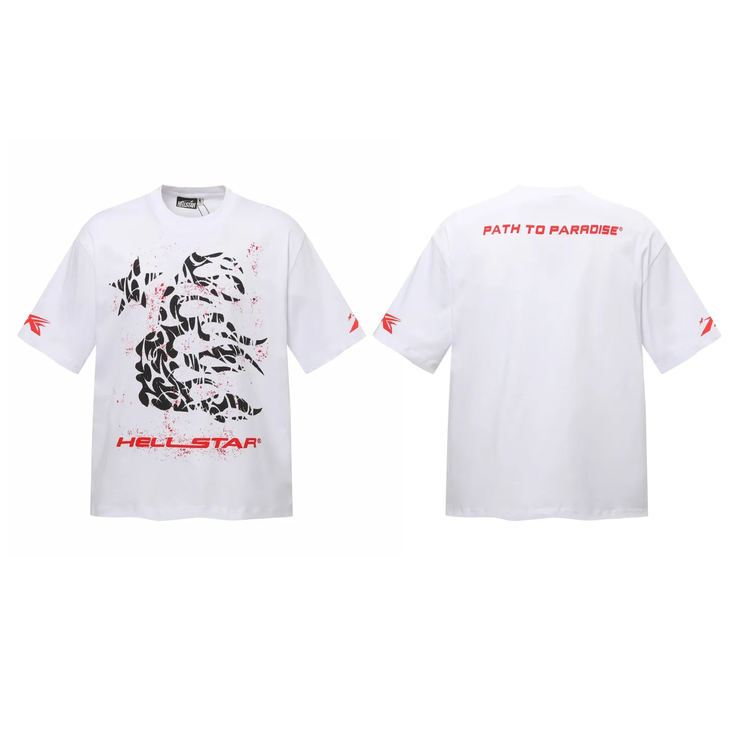 P108 Real-stock Hellstar Cross-border European and American style, street fashion brand pure cotton T-shirt Fabric (fabric): 32 pieces of 240g heavy combed double yarn pure cotton Size (size): S-M- L- X L Color (colour): white-red white-green 👉