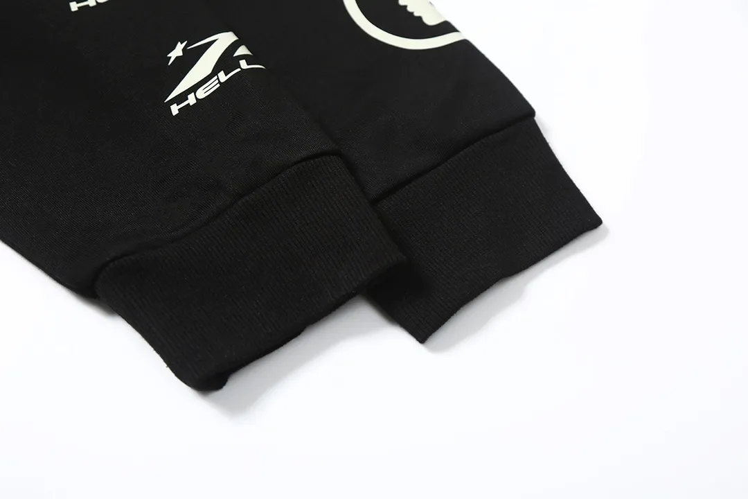 8807# P166 Hellstar high-quality Hellstar American trendy printed cotton terry crew neck sweatshirt Color: Black Size: S M L XL