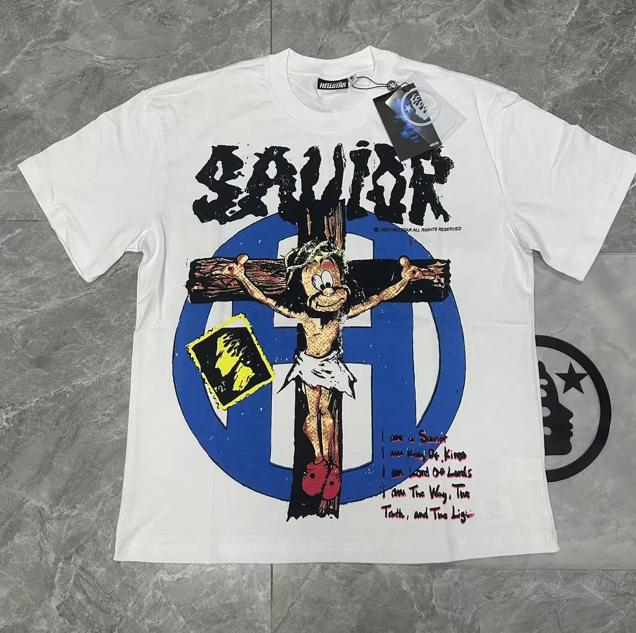 P108 Real-stock Hellstar Cross-border European and American style, street fashion brand pure cotton T-shirt Fabric (fabric): 32 pieces of 240g heavy combed double yarn pure cotton Size (size): S-M- L- X L Color (colour): white