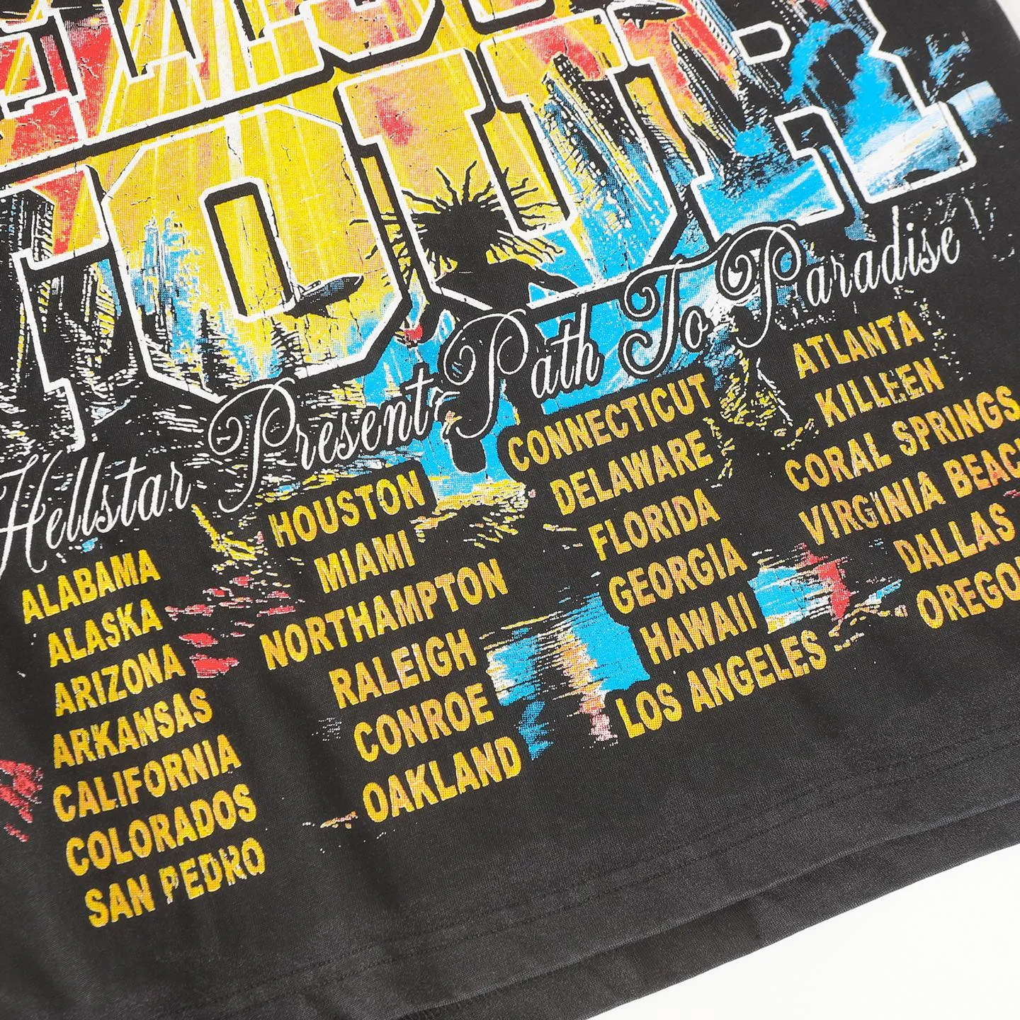 P124 Hellstar Hellstar Cross-border European and American style street fashion brand pure cotton T-shirt Fabric (fabric): 32 counts 250g washed combed double yarn pure cotton Size (size): S-M- L- X L Color (colour): Washed black (spray Ma Liu)