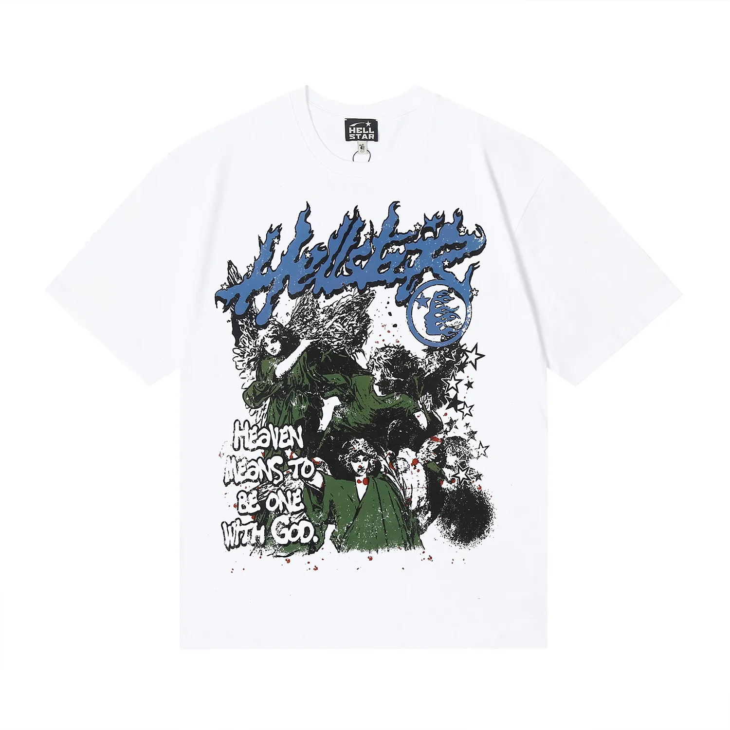 6674# P116 Hellstar American fashion high street pure cotton loose short-sleeved T-shirt Color: White Apricot Code Number: S M L XL
