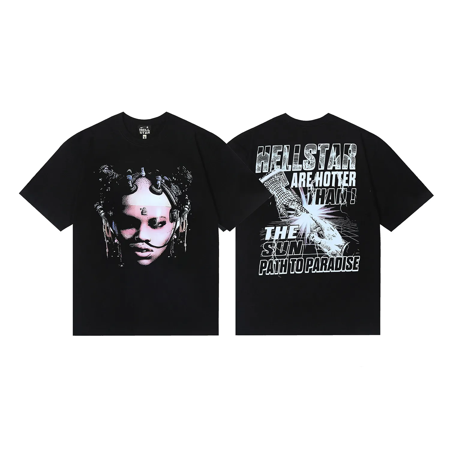 6669# P116 Hellstar American fashion high street pure cotton loose short-sleeved T-shirt Color: Black Size: S M L XL