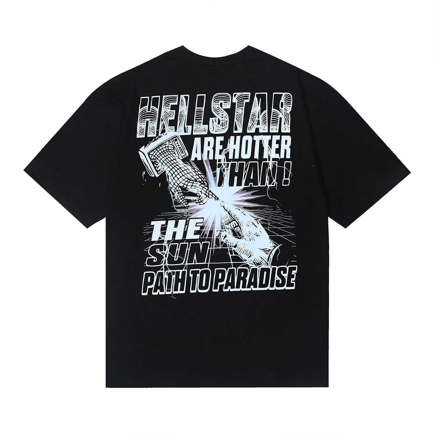 6669# P116 Hellstar American fashion high street pure cotton loose short-sleeved T-shirt Color: Black Size: S M L XL