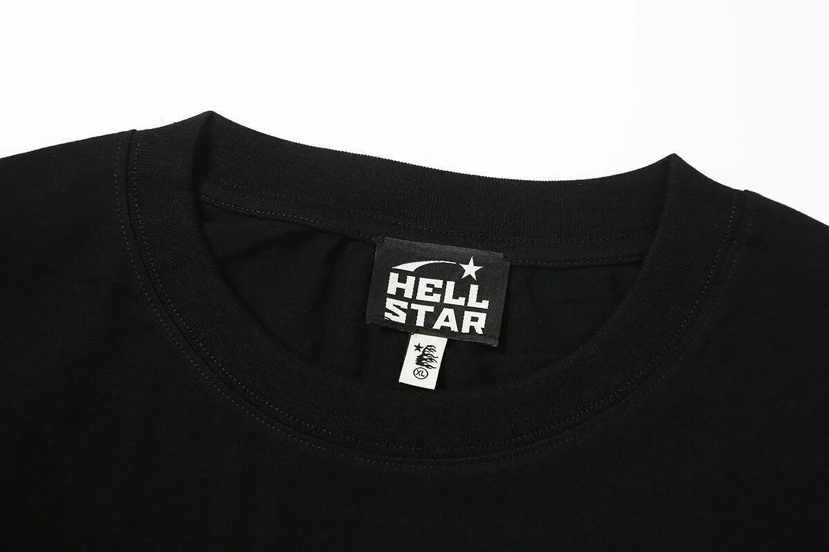 5527# P136 Hellstar Hellstar letter print lightning high street men and women hip-hop loose long-sleeved T-shirt Color: Black White Size: S M L XL