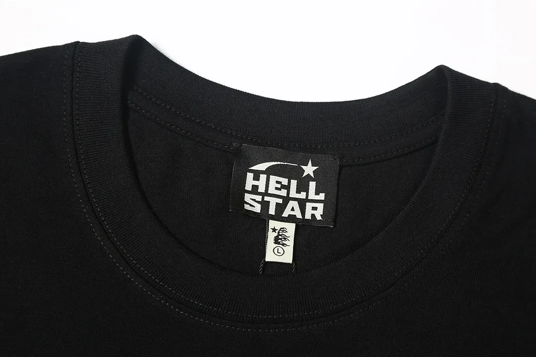 8817# P116 Hellstar short-sleeved Hellstar Rapper star fashion brand American fashionable printed high street retro T-shirt Color: Black Size: S M L XL