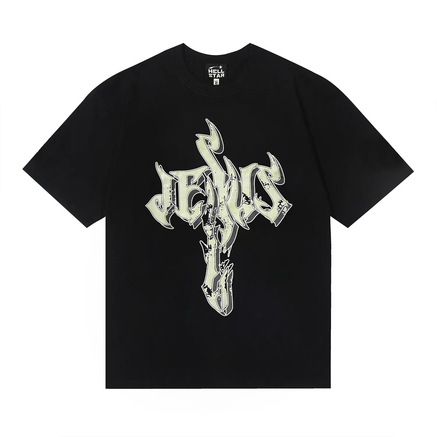6688# P116 Hellstar American fashion high street pure cotton loose short-sleeved T-shirt Color: Black White Apricot Code Number: S M L XL