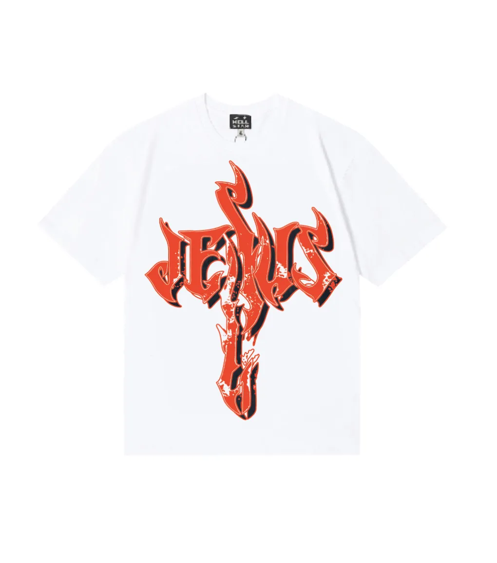 6688# P116 Hellstar American fashion high street pure cotton loose short-sleeved T-shirt Color: Black White Apricot Code Number: S M L XL