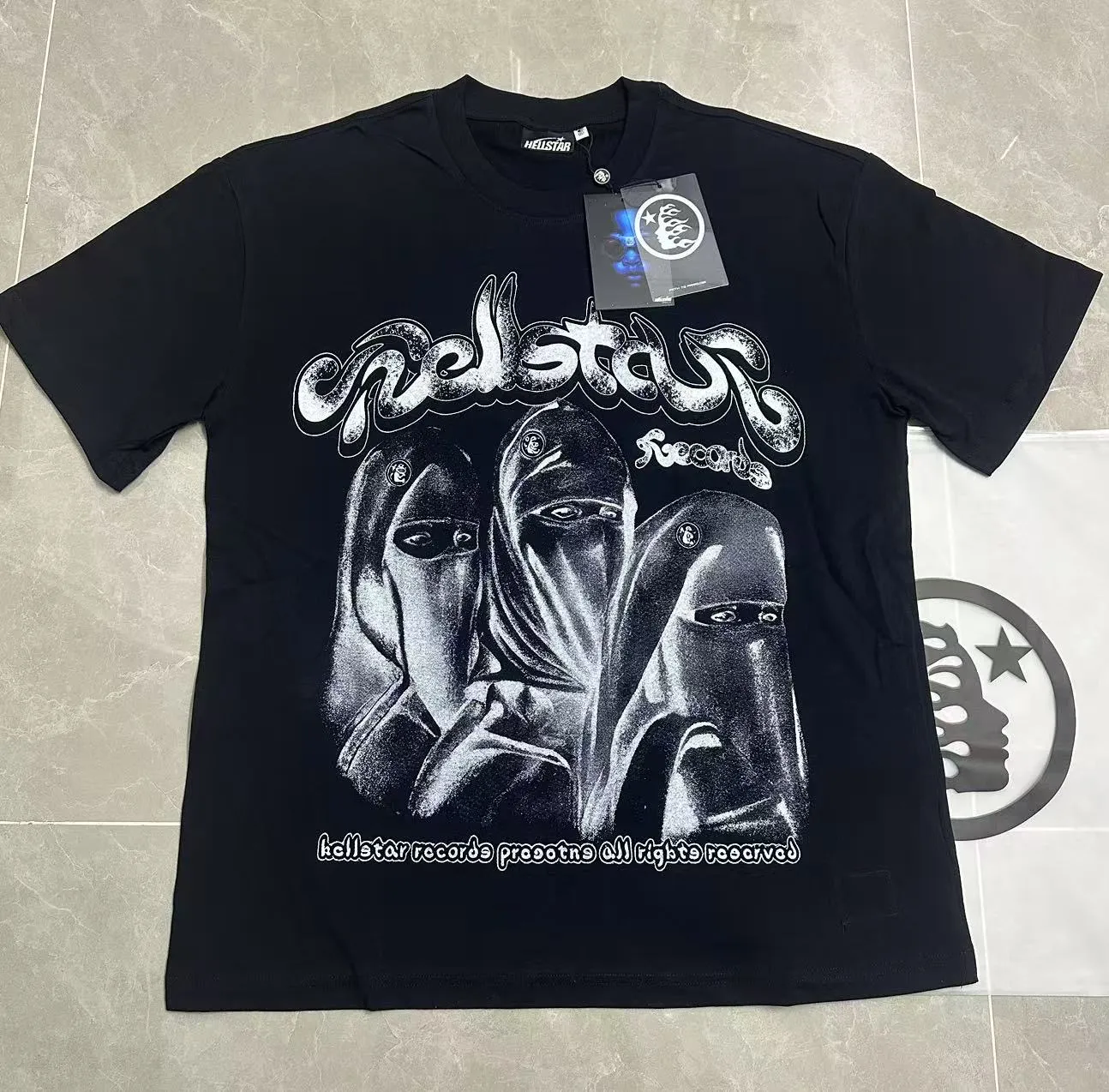 P108 Real-stock Hellstar Cross-border European and American style, street fashion brand pure cotton T-shirt Fabric (fabric): 32 pieces of 240g heavy combed double yarn pure cotton Size (size): S-M- L- X L Color (colour): black