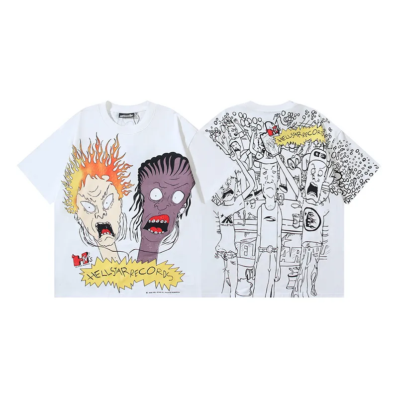 P116 Real shot of Hellstar Hellstar high street pure cotton loose short-sleeved T-shirt Fabric: 240g 32 count fine cotton double yarn pure cotton Color: White Size: S M L XL