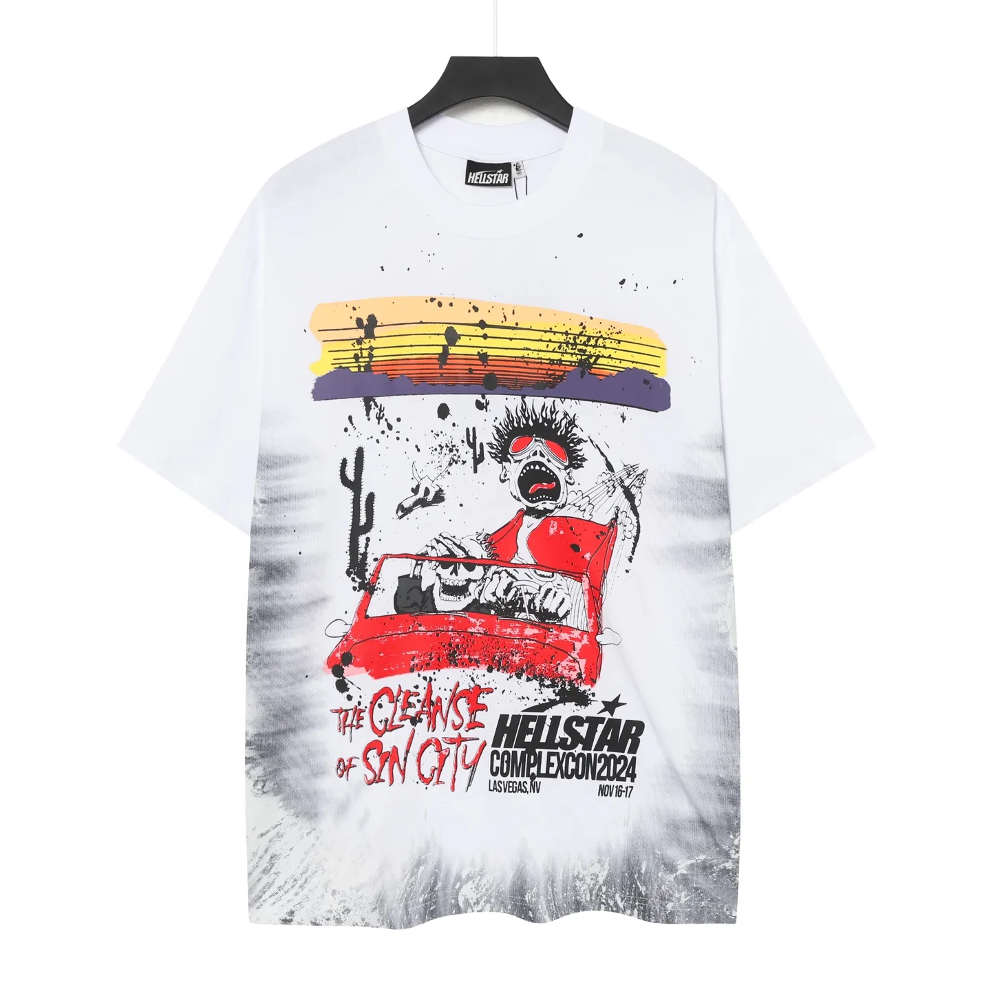 P108 Real-stock Hellstar Cross-border European and American style, street brand pure cotton T-shirt Fabric (fabric): 32 counts of 240g heavy combed double yarn pure cotton Size (size): S-M- L- X L Color (colour): White 👉 👉 👉