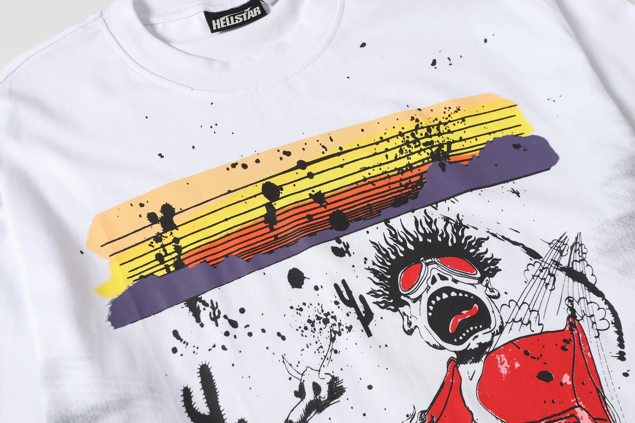 P108 Real-stock Hellstar Cross-border European and American style, street brand pure cotton T-shirt Fabric (fabric): 32 counts of 240g heavy combed double yarn pure cotton Size (size): S-M- L- X L Color (colour): White 👉 👉 👉
