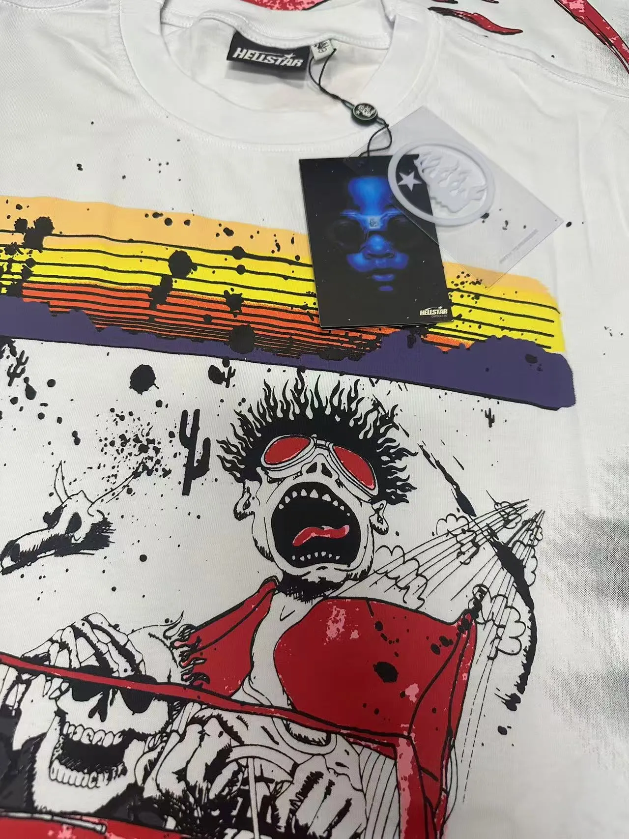 P108 Real-stock Hellstar Cross-border European and American style, street brand pure cotton T-shirt Fabric (fabric): 32 counts of 240g heavy combed double yarn pure cotton Size (size): S-M- L- X L Color (colour): White 👉 👉 👉