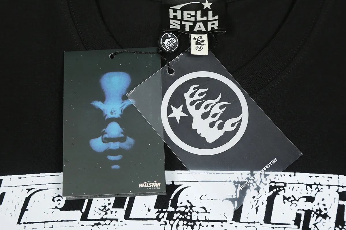 6687# P116 Hellstar American fashion high street pure cotton loose short-sleeved T-shirt Color: Black Gray White Size: S M L XL