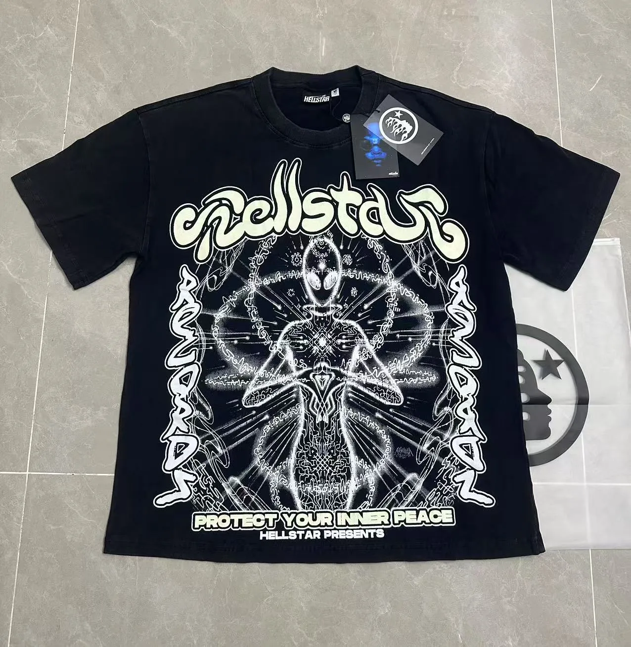 P124 Hellstar Hellstar Cross-border European and American style street fashion brand pure cotton T-shirt Fabric (fabric): 32 counts 250g washed combed double yarn pure cotton Size (size): S-M- L- X L Color (colour): Washed black (spray Ma Liu)