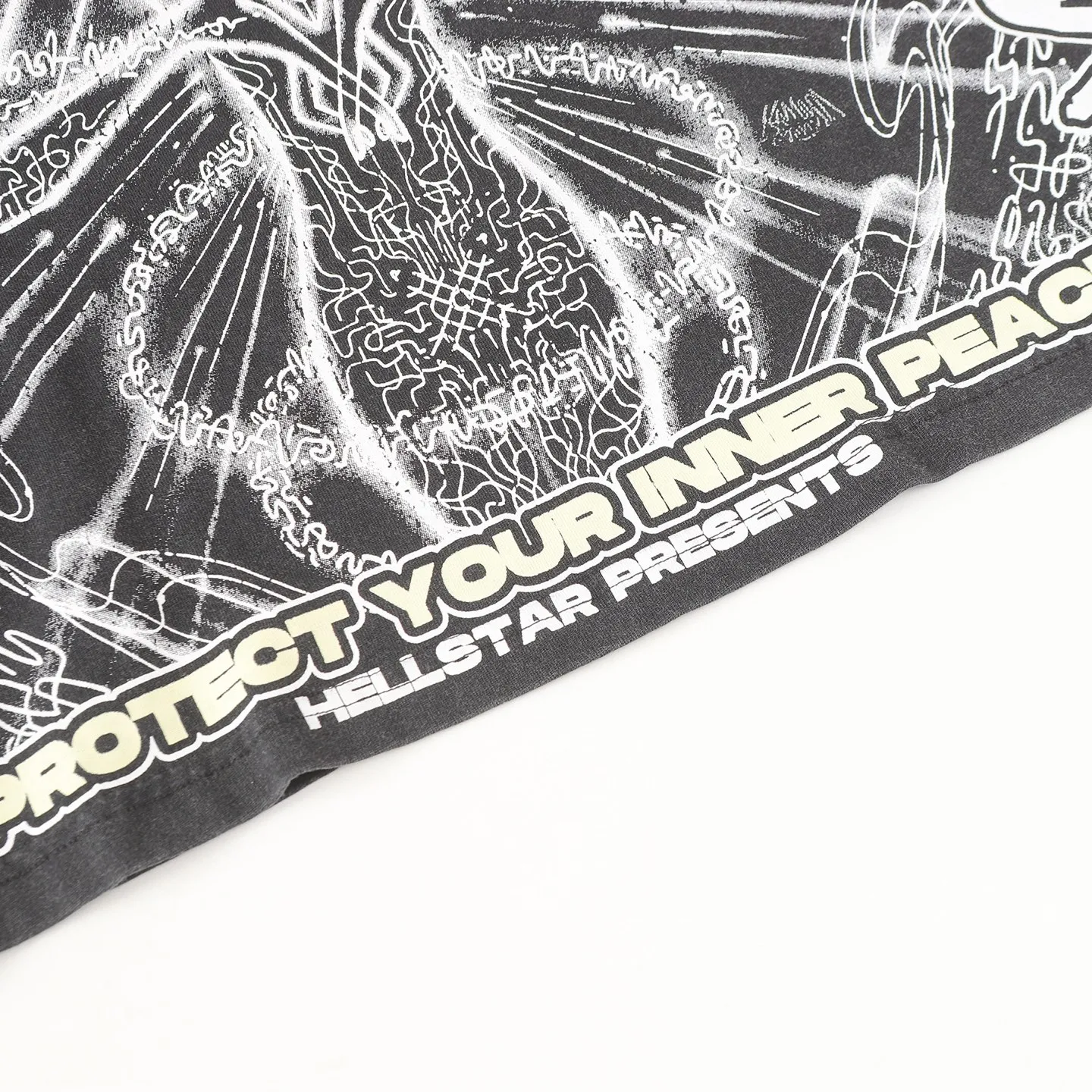 P124 Hellstar Hellstar Cross-border European and American style street fashion brand pure cotton T-shirt Fabric (fabric): 32 counts 250g washed combed double yarn pure cotton Size (size): S-M- L- X L Color (colour): Washed black (spray Ma Liu)