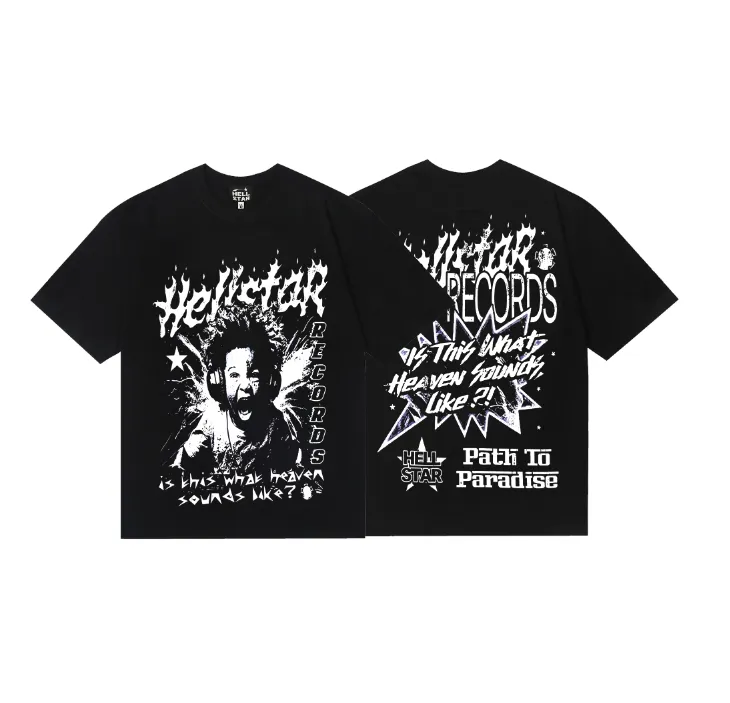 6741# P116 Hellstar American fashion high street pure cotton loose short-sleeved T-shirt Color: Black Size: S M L XL