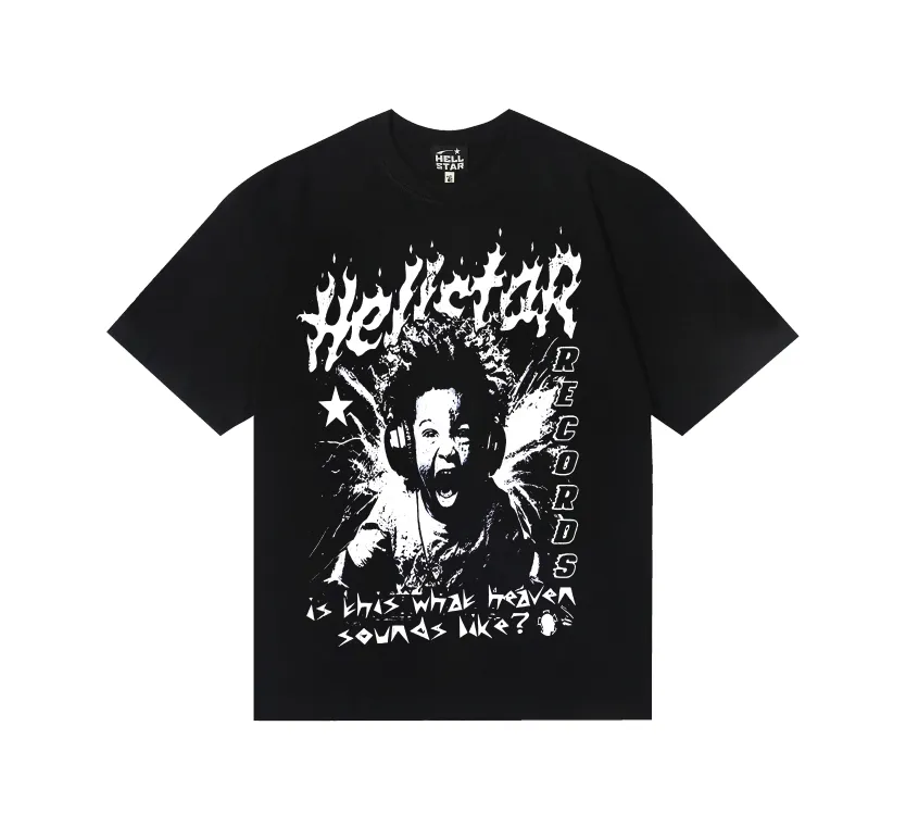 6741# P116 Hellstar American fashion high street pure cotton loose short-sleeved T-shirt Color: Black Size: S M L XL