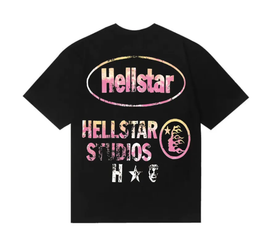 6799# P116 Hellstar American fashion high street pure cotton loose short-sleeved T-shirt Color: Black Size: S M L XL