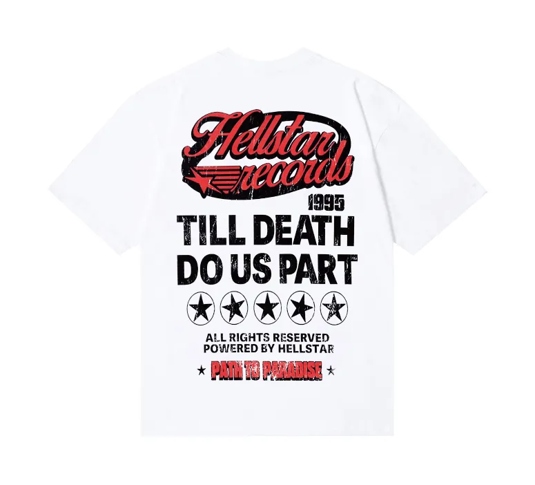 6742# P116 Hellstar American fashion high street pure cotton loose short-sleeved T-shirt Color: White Black Size: S M L XL