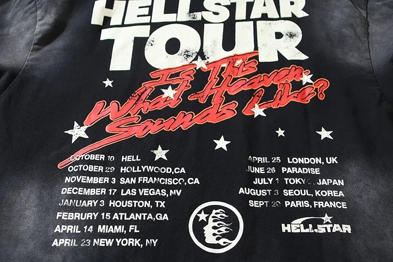 P130 6733#washed black Real shot Hellstar washed retro beauty trend printed short-sleeved T-shirt Fabric: 250g 32 count fine cotton double yarn pure cotton Color: washed black Size: S M L XL