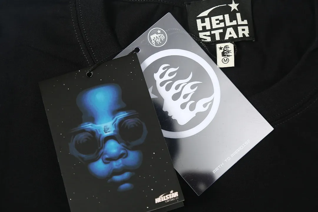 5512# P136 Hellstar Hellstar letter print lightning high street men and women hip-hop loose long-sleeved T-shirt Color: Black Size: S M L XL