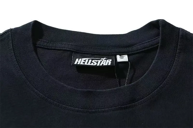 P108 782# black｜ Real stock Hellstar Cross-border European and American style, street fashion brand pure cotton T-shirt Fabric (fabric): 32 counts of 240g heavy combed double yarn pure cotton Size (size): S-M- L- X L Color (colour): black