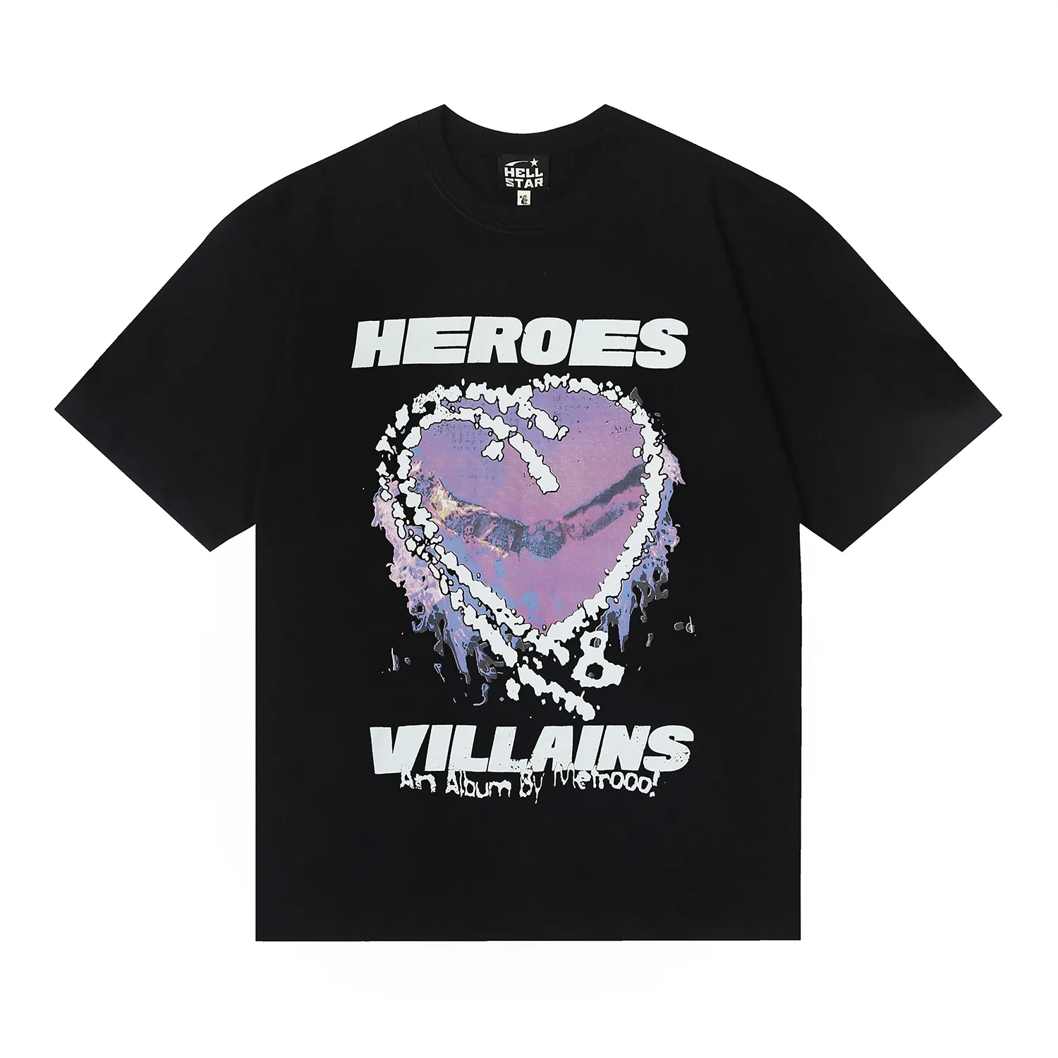 6682# P116 Hellstar American fashion high street pure cotton loose short-sleeved T-shirt Color: Gray Black Size: S M L XL