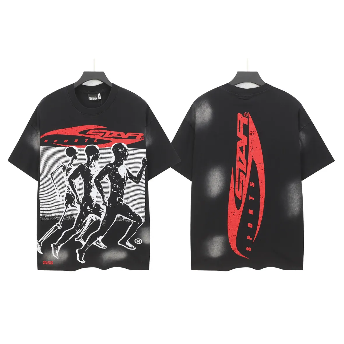 P124 Hellstar Hellstar Cross-border European and American style street fashion brand pure cotton T-shirt Fabric (fabric): 32 counts 250g washed combed double yarn pure cotton Size (size): S-M- L- X L Color (colour): Washed black (spray Ma Liu)