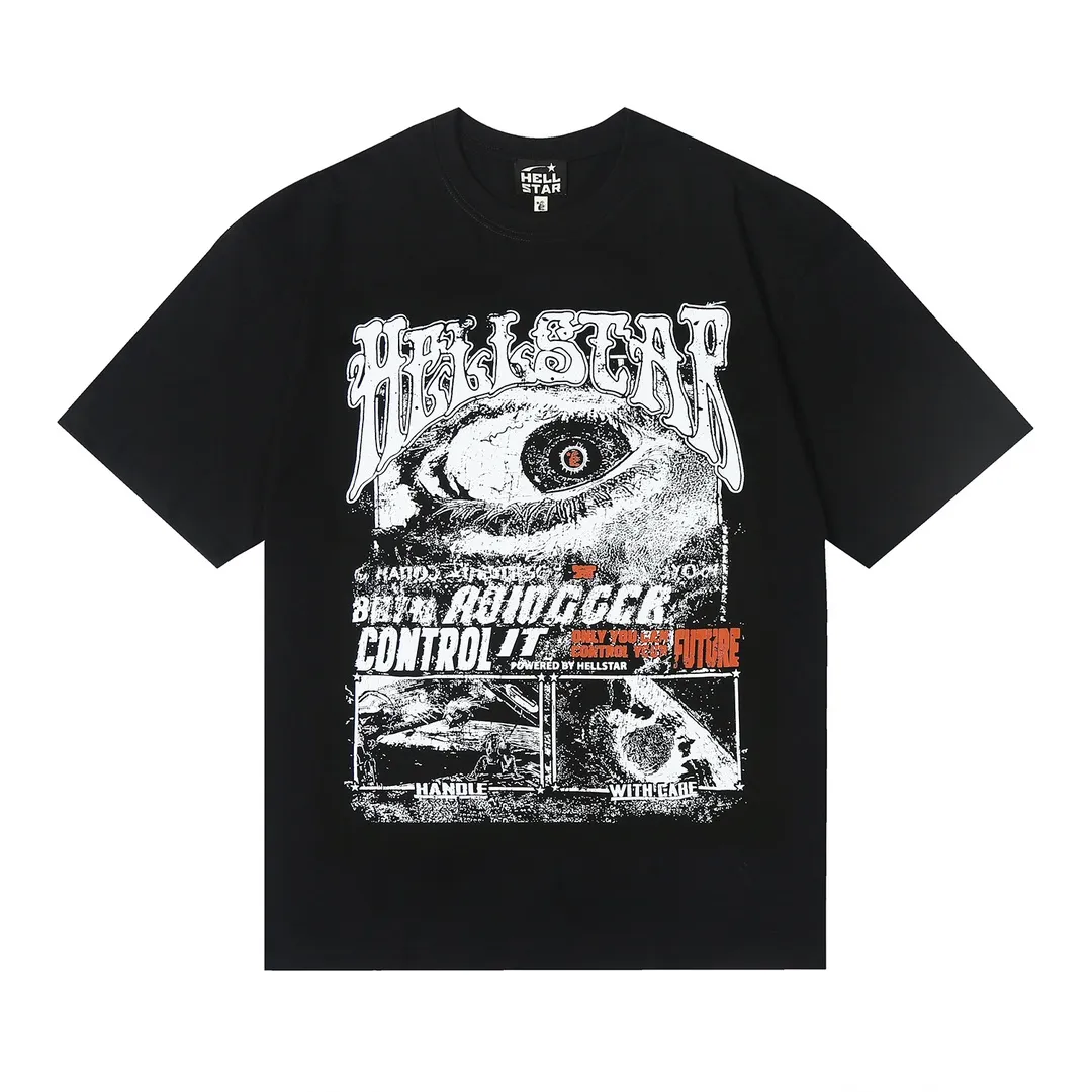 6636# P112 Hellstar American fashion high street pure cotton loose short-sleeved T-shirt Color: White Black Apricot Code Number: S M L XL