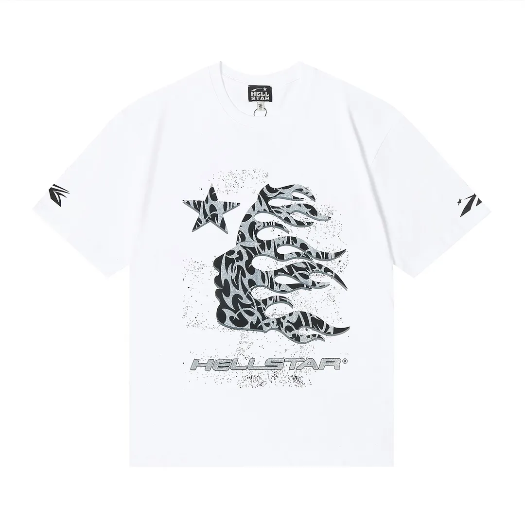 6648# P112 Hellstar American fashion high street pure cotton loose short-sleeved T-shirt Color: Black White Apricot Code Number: S M L XL