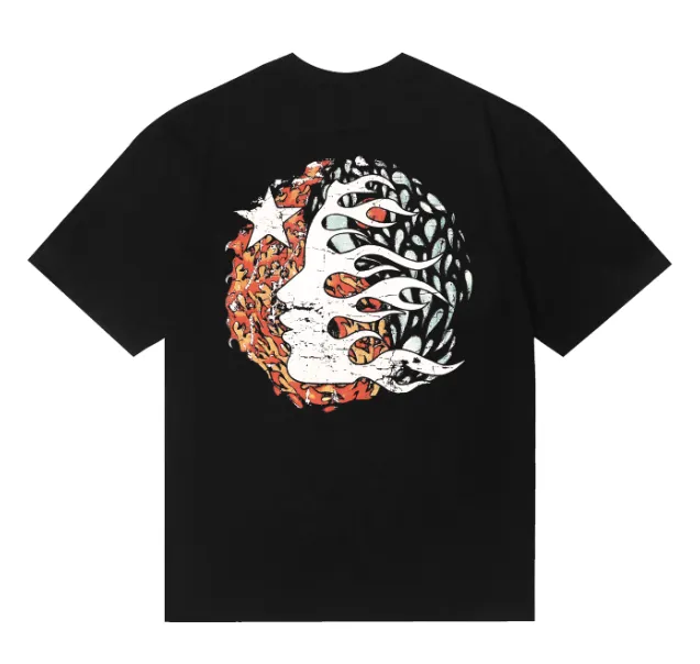 6843# P116 Hellstar American fashion high street pure cotton loose short-sleeved T-shirt Color: White Black Size: S M L XL