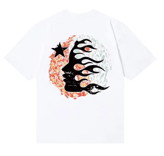 6843# P116 Hellstar American fashion high street pure cotton loose short-sleeved T-shirt Color: White Black Size: S M L XL