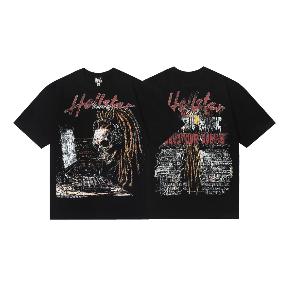 6830# P116 Hellstar American fashion high street pure cotton loose short-sleeved T-shirt Color: Black Size: S M L XL