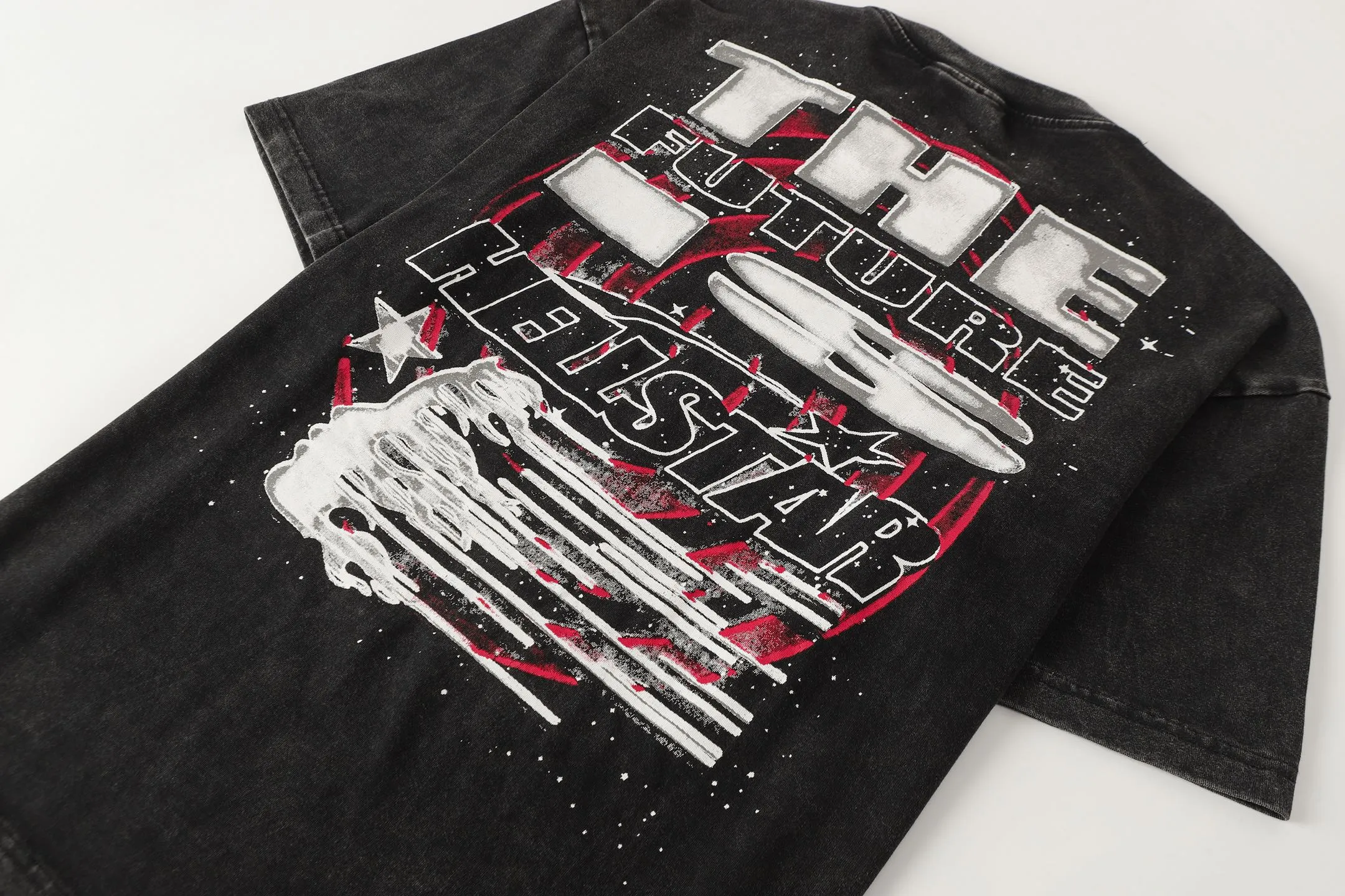 P124 Hellstar Hellstar Cross-border European and American style street fashion brand pure cotton T-shirt Fabric (fabric): 32 counts 250g washed combed double yarn pure cotton Size (size): S-M- L- X L Color (colour): Washed black (spray Ma Liu)