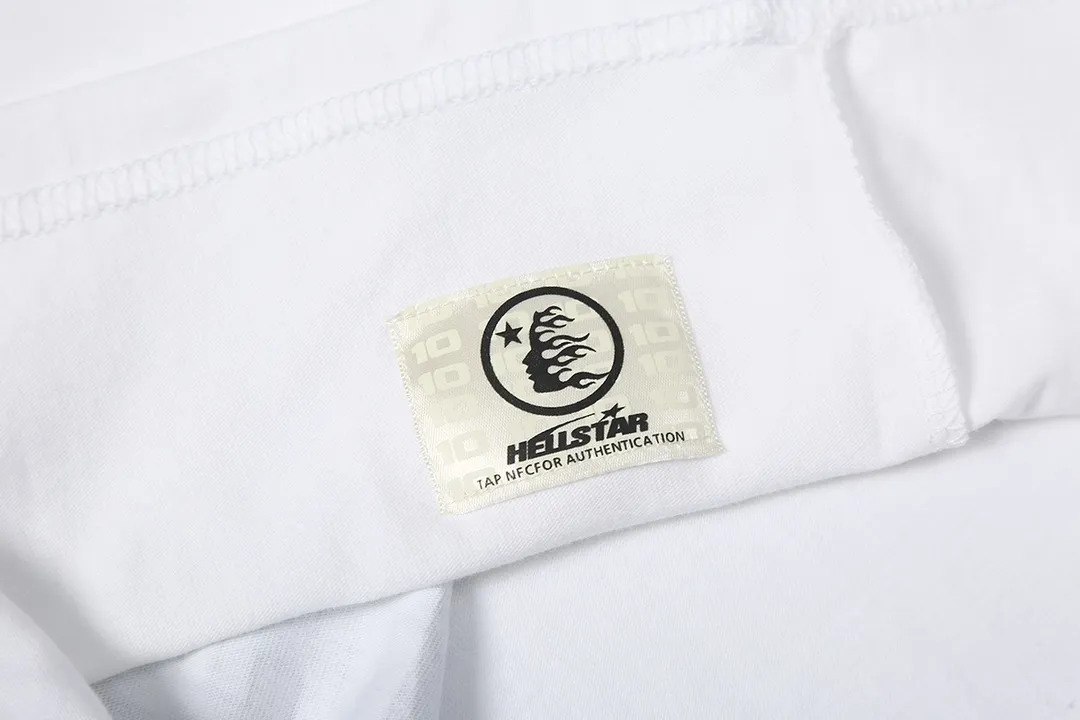 5503# P136 ins The same European and American trendy Hell Star letter print lightning high street men and women hip-hop loose long-sleeved T-shirt Color: White Black Size: S M L XL