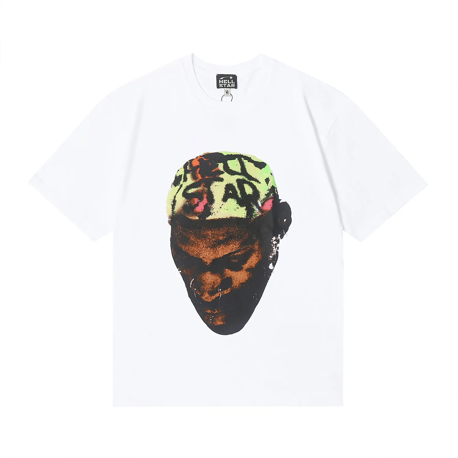 6610# P116 Hellstar Rodman vintage short-sleeved American street retro hip-hop oversize printed T-shirt Color: White Size: S M L XL