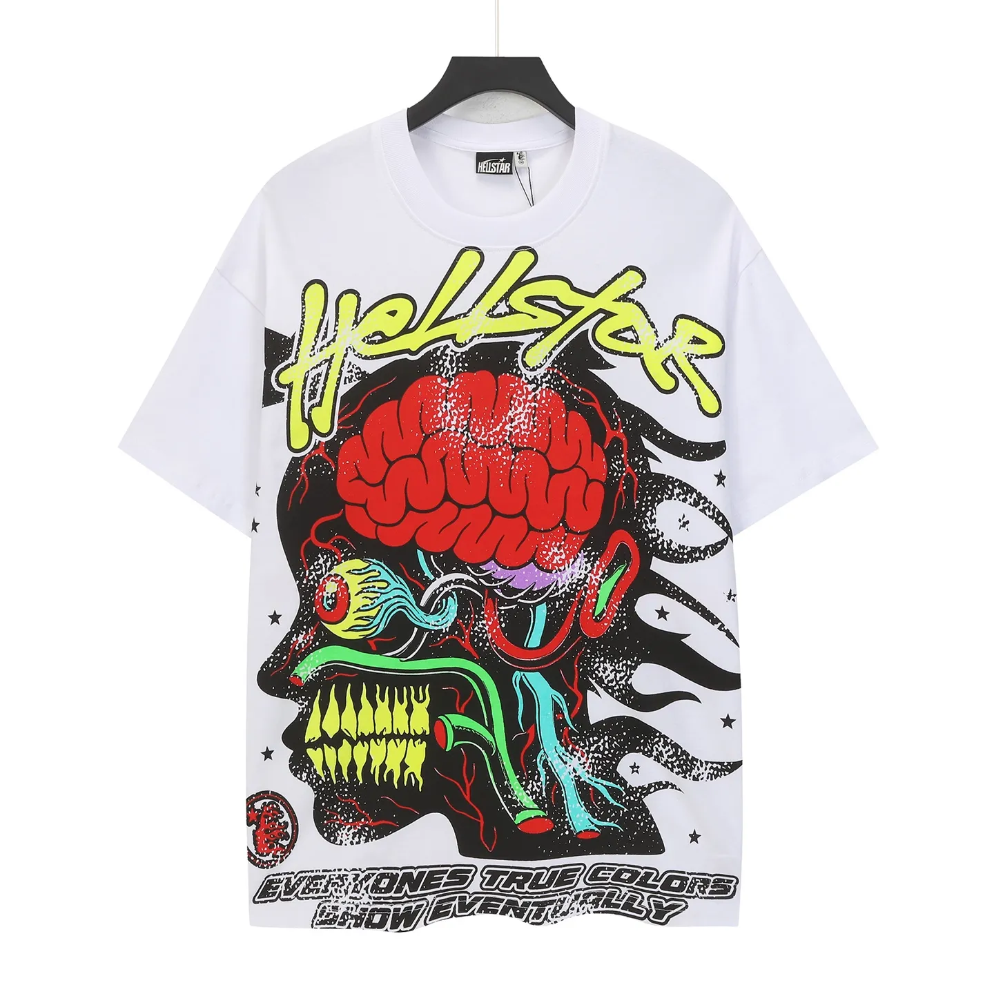 P108 Real-stock Hellstar Cross-border European and American style, street brand pure cotton T-shirt Fabric (fabric): 32 counts of 240g heavy combed double yarn pure cotton Size (size): S-M- L- X L Color (colour): Black/khaki 👉