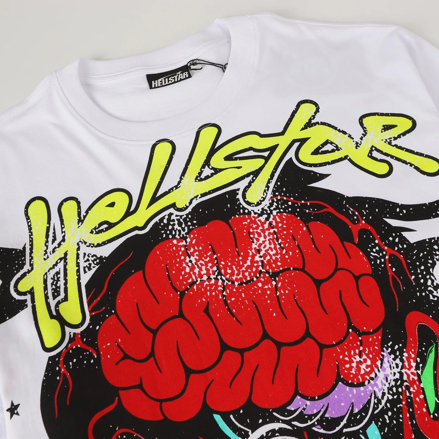 P108 Real-stock Hellstar Cross-border European and American style, street brand pure cotton T-shirt Fabric (fabric): 32 counts of 240g heavy combed double yarn pure cotton Size (size): S-M- L- X L Color (colour): Black/khaki 👉