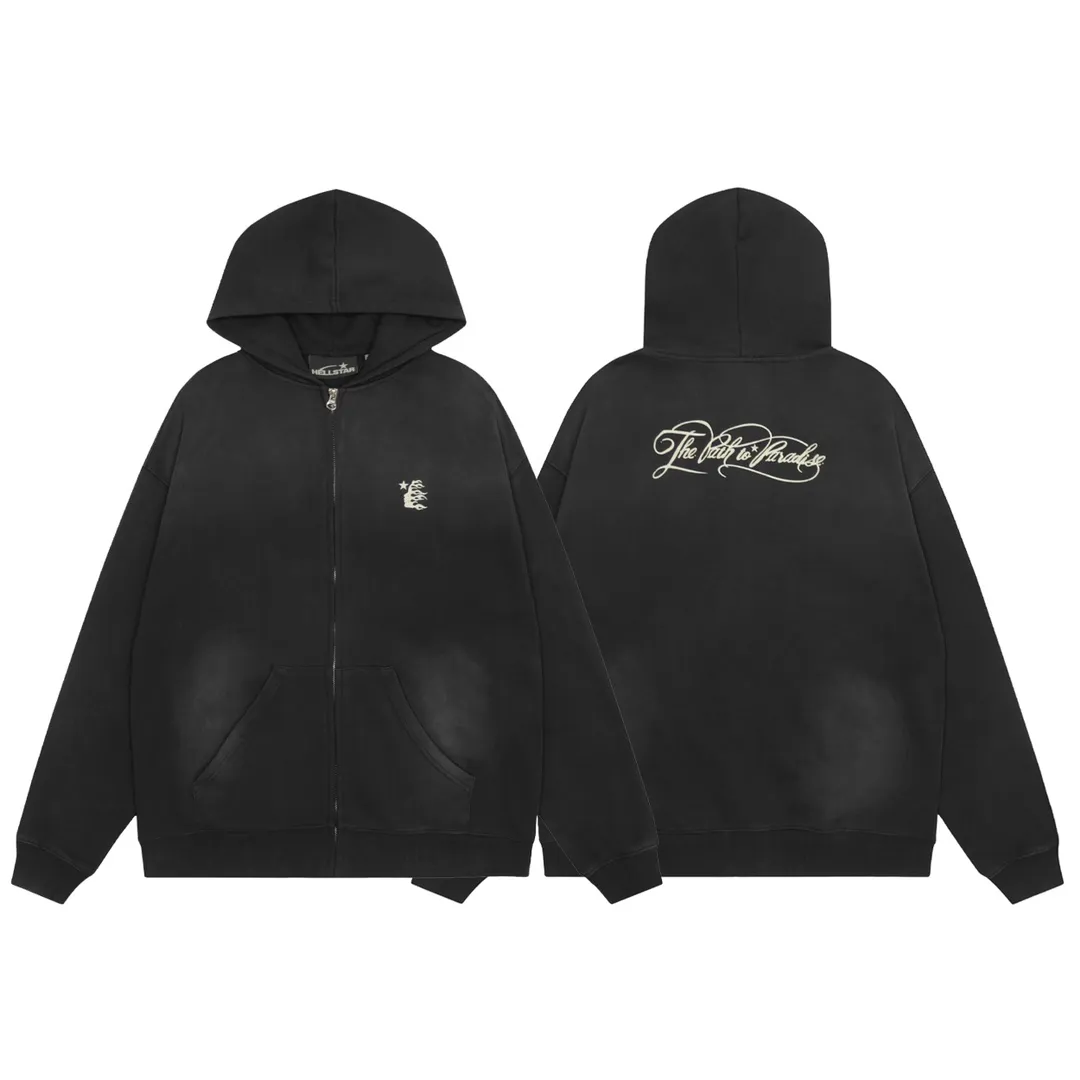 P240 HELLSTAR ESSENTIALS ZIP-UP High-quality trendy brand cardigan sweatshirt jacket The new hot beauty trend Hellstar!  Standard beauty and trendy workmanship, original customization (fabric, pattern, printing, hang tag, main mark, etc.), exaggerated style, explosive style, dare to break through tradition, bring adventurous new fashion experience!   YoungBoy, the most popular rapper in the youth circle, has shot a lot of models for him, and celebrities such as Dababy and Swae Lee frequently get dressed!  color: black Size: S, M, L, XL